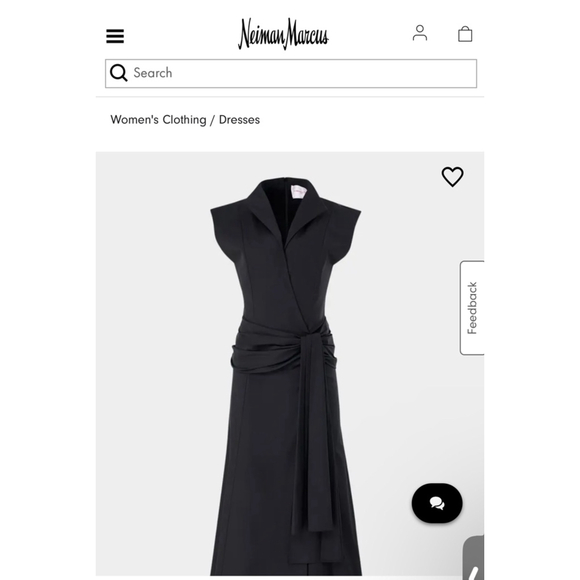 New Runway Carolina Herrera Black Cap Sleeve Hop Sash Midi Wrap Dress Size 14 - Picture 2 of 6